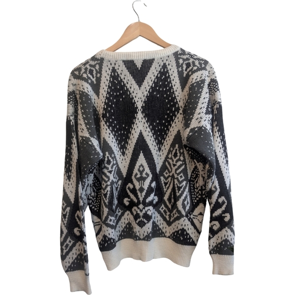 90s Vintage Olive, White And Black Knit -  Ramie Blend, Size L/XL - Picture 3 of 7